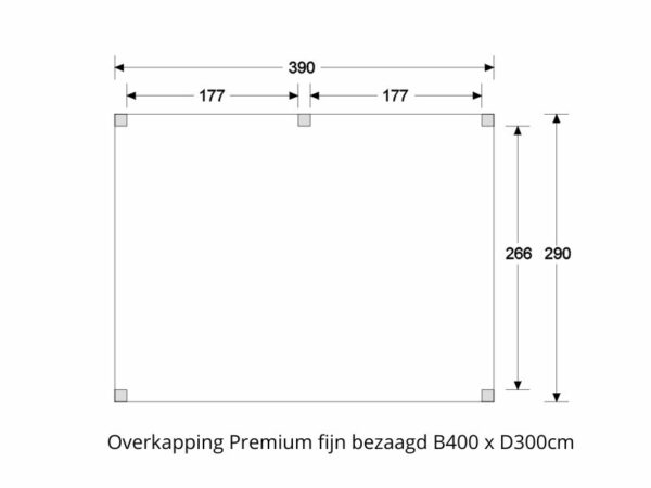 plattegrond premium ruw B400 x D300cm
