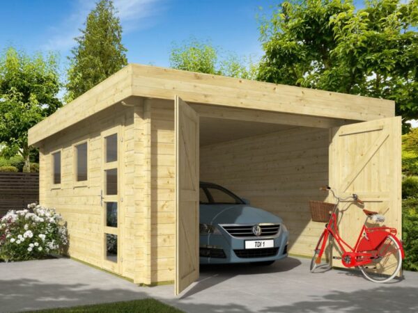 houten garage marketta met deuren